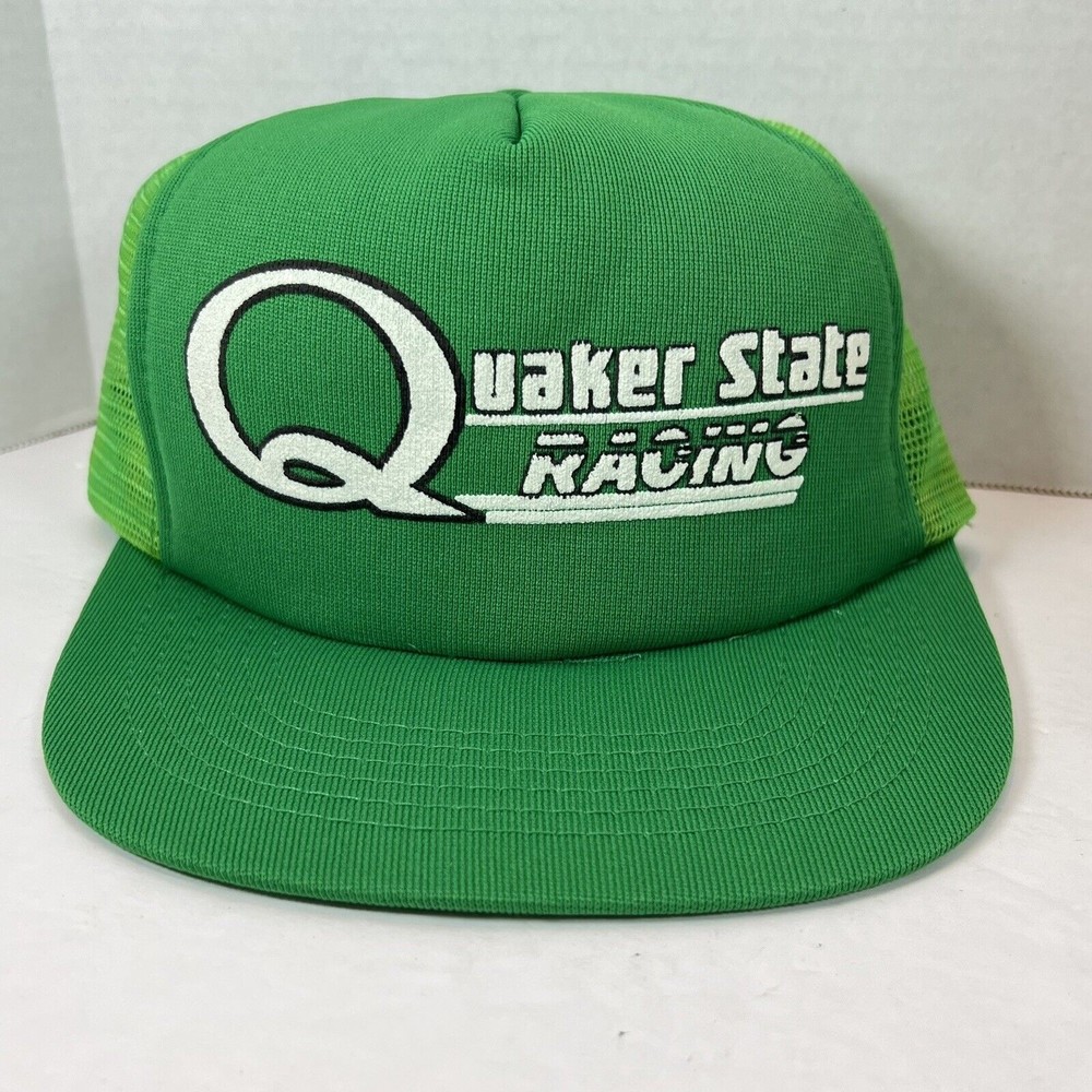 Vintage Quaker State Trucker Hat Cap Mesh Snapback Motor Oil Racing NASCAR